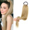 Lang Glattes Pferdeschwanz Haarteil Synthetik Haarverlängerung Zopf Haar Extension für Damen Mädchen, Braid Extensions Pferdeschwanz Verlängerung mit Haargummi 70cm Graugold