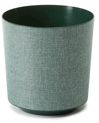 KONZEPT Macetero con aspecto textil, diámetro de 19 cm, maceta grande para plantas de interior, de plástico, color verde