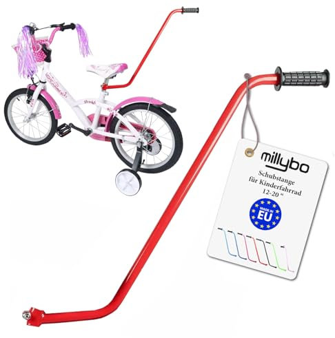 millybo UNIVERSELLE Schubstange für Kinderfahrrad Schiebestange Lernhilfe (rot)