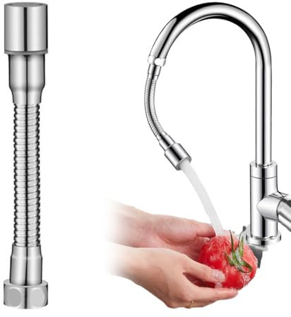 JYNVO 15CM Alargador Aireador Grifo Cocina,Adaptador Extensor Grifo Flexible 360º,Acople Para Fregadero,Lavabo, para el Hogar, Cocina, Baño, Grifo