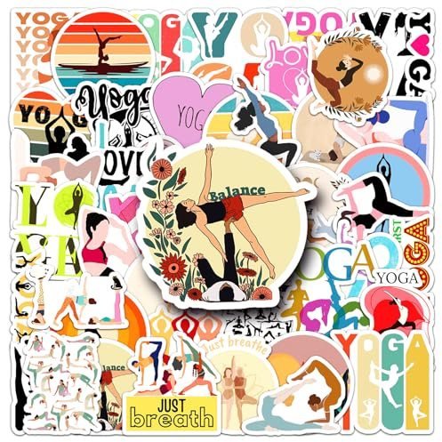 Yoga-Aufkleber-Set, wasserdicht, Vinyl, Wellness- und Meditationsaufkleber für Laptop, Wasserflasche, Notebook, Handyhülle, Sammelalbum, DIY-Dekoration für Teenager und Erwachsene