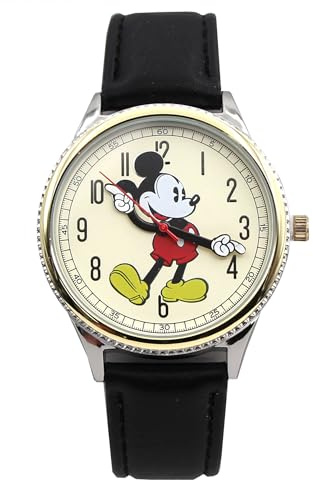Accutime Mickey Mouse Retro Art Watch Hands Black and Gold Analog Watch