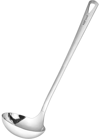 Cuillère de Cuisine 31 cm Acier Inoxydable Louche Ronde, Robust, Résistant à la Chaleur, Résistant à la Rouille Manche Ergonomique de Cuisine pour Chefs Servir Soupes, Ragoûts