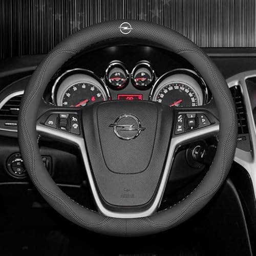 XIAOBINGFA Auto Leder Lenkradbezug für Opel Corsa D E F 2011-2024, Lenkradhülle Lenkradschoner Anti-rutsch Atmungsaktives für Frauen Männer Auto Zubehör Innenraum,A-38mm