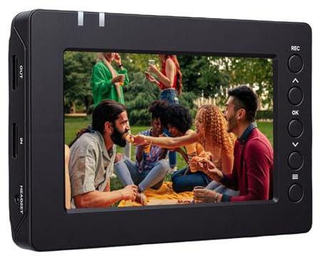 Annadue 4K HD Video Capture Box, Game Recorder with 5 Inch Screen, Record to Memory Card USB Drive, One Key Operation, Pause Recording, for Live Streaming Gameplay