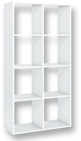 MebLocker Würfelregal 72 cm, 8 Fächer, Weiß | Wohnzimmer Büro, Offenes Regal, Raumteiler, Würfelregal 72x142x30 cm
