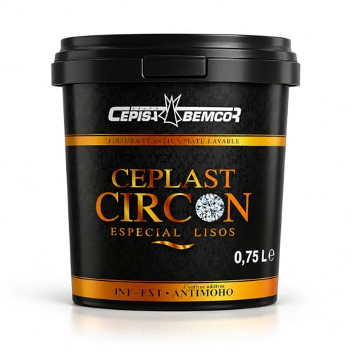 CEPLAST CIRCON ANTIMOHO 0,75L | Pintura blanca interior antimoho y antihumedad Plástica Mate Lavable Blanca | Interior y Exterior | Alta Cubrición especial cocina, baño y sótano