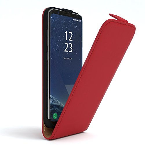 EAZY CASE Hülle kompatibel mit Samsung Galaxy S8 Plus Hülle Flip Cover zum Aufklappen, Handyhülle aufklappbar, Schutzhülle, Flipcover, Flipcase, Flipstyle Case vertikal klappbar, aus Kunstleder, Rot