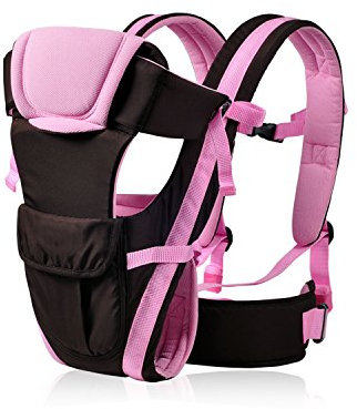 SONARIN All Season Einstellbare 4 Positionen Babytrage mit variablen Gürtel und abnehmbare Backplane,Ergonomisch,Sicher,Freie Größe,Angepasst an Ihr Kind wachsende,ideale Geschenk(Rosa)