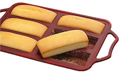 KeepingcooX Non-Stick Traybake/Brownie Pan, 34 x 24 x 3 cm Dishewasher Safe Baking Sheet/Rectangular Cake Tray with Handles for Bake at Home, Reusable Silicone (6-Cavity)