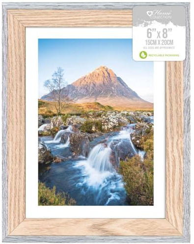 Home Collection Picture Frames With Mount Photo Frames Wood Effect Freestanding Or Wall Mount (Two-Tone, 6x8)