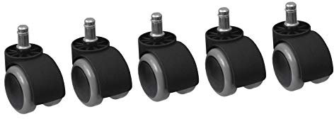 Edelstahlmarkenshop 5x Bürostuhlrollen Hartboden 11mm Laufruhe durch PVC Lauffläche