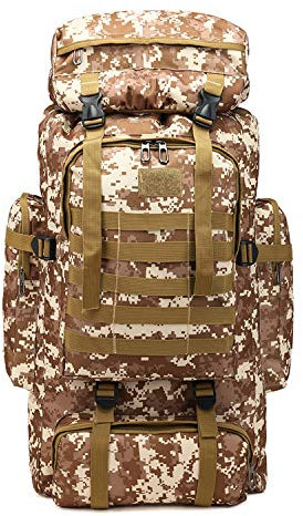 PULUSI Rucksack, hohe Kapazität, 80 l, Outdoor Camouflage Tartical Wandern Daypacks Wasserdicht Militär Taschen für Männer Reisen Camping Jagd Trekking Klettern Rucksack, Herren, kakigrün