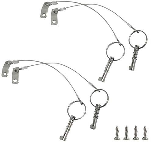 4 Stück Voller 316 Edelstahl Marine Hardware Schnellspanner Pin 1/4 Zoll Durchmesser mit Drop Cam & Feder – Lanyard verhindert Verlust, Bimini Top Pin mit kostenlosen Verschlüssen