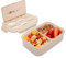 Merysen 1400 ml Brotdose aus Kunststoff für Kinder Und Erwachsene, Bento Box Lunchbox mit 3 Fächern und Besteck, Vesperdose Mikrowelle Heizung (Khaki)