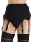 Alacki Reggicalze vintage tinta unita con 6 cinghie clip in metallo bretella per calze alte della coscia (S~2XL), nero, Medium