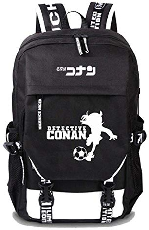 WANHONGYUE Detective Conan Anime Cosplay Schultasche Rucksack Laptop Backpack mit USB-Ladeanschluss Schwarz / 1