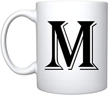 iTRONiK Alphabet Mug Letter Mugs Initial Coffee Cup Birthday Fathers Day Mothers Day Gift (M)