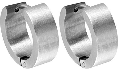 FILANGO 1 Paar Chirurgenstahl Kreolen Ohrringe Schmuck Silberfarben matt 12 mm