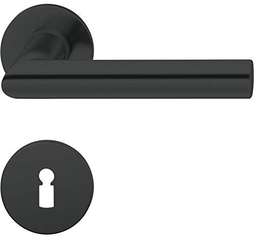FSB Türbeschlag 1076 | Türgriff auf Flachrosette BB, 38-42 | schwarz matt
