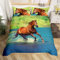Loussiesd Pferde Bettwäsche 155x220cm Kinder Teenager Jungs Schlafzimmer Dekor Bettbezug Set Tiere Thema Braunes Pferd Bettwäsche mit 1 Kissenbezug 80x80cm 100% Mikrofaser