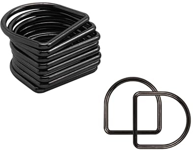 Trimming Shop Robuste D-Ring-Verschlüsse aus geschweißtem Metall, robuste Schnallen für Handtasche, Gurtband, Geldbörse, Hundehalsbänder, Gürtel, DIY-Projekte, 20 mm, Schwarz, 10 Stück