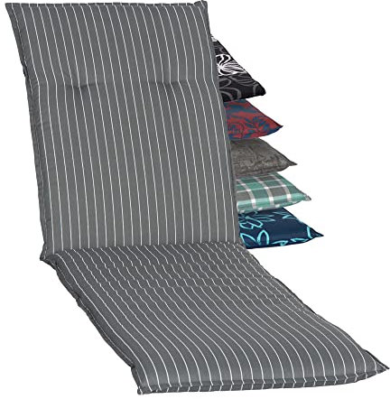 Beo Auflage Gartenliege UV-beständig Barcelona | Made in EU nach Öko-Tex Standard | Waschbare Auflage Liege mit Halteband & Bindebändern | Atmungsaktive Sonnenliege Auflage mit Nadelstreifen