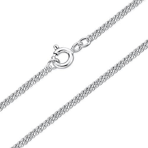 925 Sterling Silver Chain Mens Women Boys Girls - Sterling Silver Necklace - Necklace Chain - Silver Curb Chain - Spring Ring Clasp - Width 2 mm - Length 18 Inches