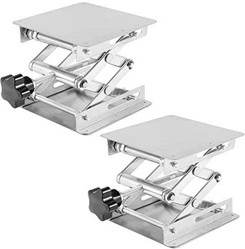 SHEUTSAN 2 Pack 15,2 x 15,2 cm Laborheber Hebebühne Scherenständer Plattform Edelstahl Labor Lift Stand Tisch Wissenschaftliche Scherenheben Labor Wagenheber Hebebühne Plattform