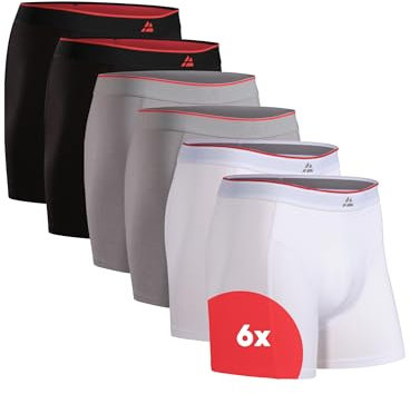 DANISH ENDURANCE 6er Pack Bambus Boxershorts Herren, Unterhosen Herren mit oder ohne Eingriff, L Multicolor (2X Black, 2X Grey, 2X White)