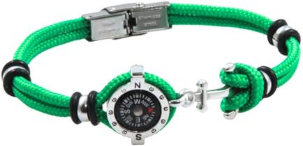 bracciale bussola ancora e cordino nautico uomo (verde)