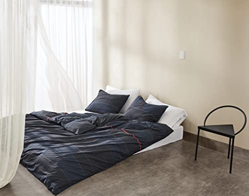 Calvin Klein Printed Essentials, Single, 155X220 cm+80x80 cm Duvet Cover Set, Midnight