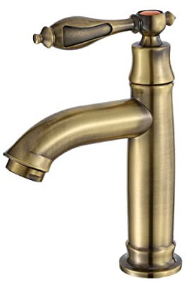 Grifo central de latón para fregadero de baño, montaje en cubierta, grifos de lavabo de agua fría de un solo agujero, pulido resistente a las manchas