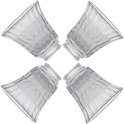 YELOKIE Premium Ceiling Fan Light Covers, Hammered Style Bell Glass Shade, Lighting Replacement Glass Shade Standard 2-1/8 Fitter Size, Perfect Ceiling Fan Replacement Glass Accessories, Set of 4