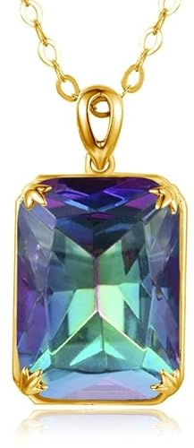 DJMJHG Silber Anhänger Sterling Silber Schmuck Aquamarin 14 Karat Gold Anhänger Party Girl Damen Accessoires Mystic Topas T