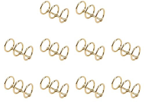 Wealrit 10 Stück Gold 3 Ringe Metall lose Blätter Buchringe Snap Split Hinged with 0.8 Inch Inner Diameter Small Book Binder Ringe 3 Ring Binding Spines Combs for Notebook Photo Album