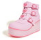 LUCKY STEP Stivaletti con Plateau per Donna - Punta Tonda Cerniera Zeppa Tacco Suola Spessa Fibbia (Rosa/Fucsia, 8US-39EU-6UK)