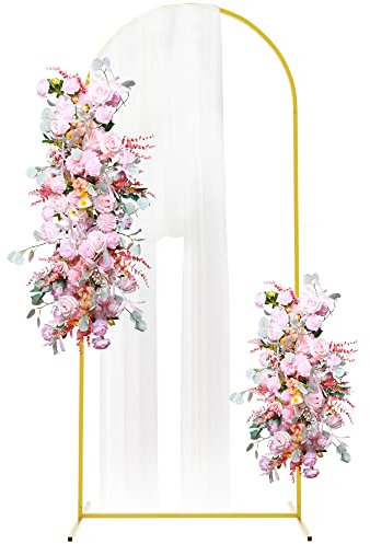 Putros Metall Hochzeitsbogen Hintergrundständer 1,8 m Gold Traubogen Hochzeit Ballon gewölbter Bogenrahmen für Geburtstagsparty Braut Babyparty Zeremonie Dekoration