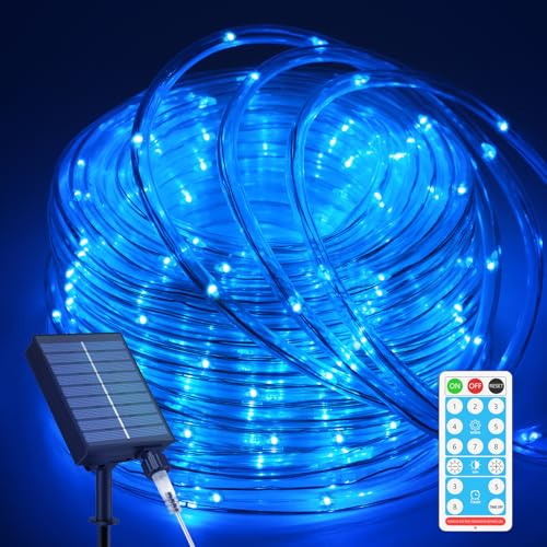 ICRGB Solar Pool Lights, 66FT 200LED 1800mAh Solar Rope Lights (Blue)