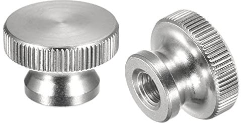 sourcing map 4pcs M8 x D24mm x H16mm 304 Stainless Steel Knurled Nut with Collar High Head Blind Hole Knurled Thumb Nuts for 3D Printer Parts