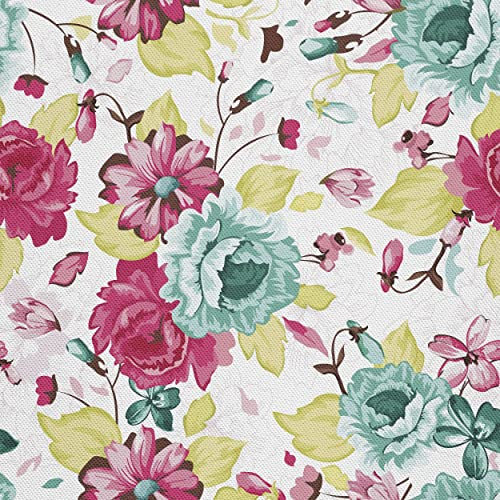 HEKO PANELS Stoff Oxford Meterware Canvas-Stoff Polyester Zum Nähen Nähstoffe Möbelstoffe Dekostoffe Handwerken Wasserabweisend Blumen Wasserfarbe 1 Meter 155 x 100 cm, DX053