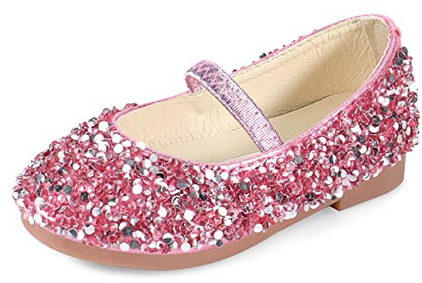 MK MATT KEELY Scarpe Principessa Bambina Ballerine Bambina Scarpe Brillantini Frozen Bimba Partito per Ragazze,Rosa,27EU(CN28)