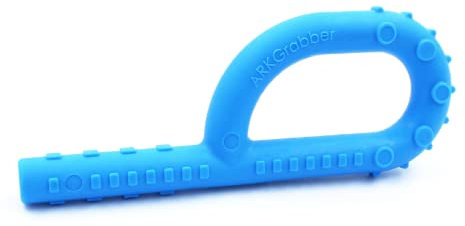 ARK® Grabber P glatt oder texturiert in verschiedenen Härten für Kinder und Erwachsene inkl. ATC Pflegeanleitung - Kiefermotorik, Beißblock, Kauen, Zahnen (texturiert, mittel - blau)
