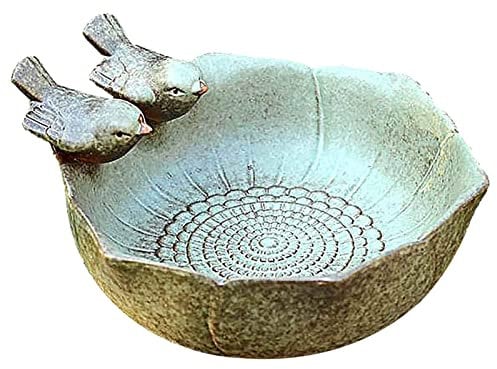 Raxove Bird Feeder Yard, Ceramic Bird Feeding Bowl Toy for Garden Decor, Standing Bird Feeder Floor Feeder Bowl for Wild Birds, Bird Bath Garden & Balcony Water Bath in Round Shape