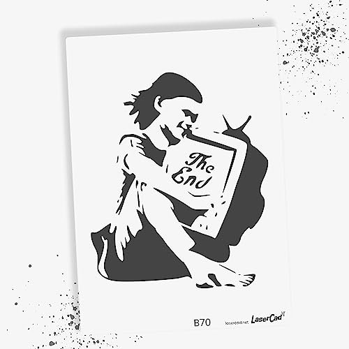 LaserCad Schablonen BANKSY Streetart (B070, TV Girl, DIN A3) Stencil für Graffiti, Airbrush, Kunst, Deko, zum Malen