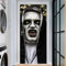 Acouto Horror Tür Aufkleber, 3D PVC Holztüren Wandtattoo Halloween Home Decoration Fenster Tapete Aufkleber Schlafzimmer Dekoration Ornament 2-Teilig