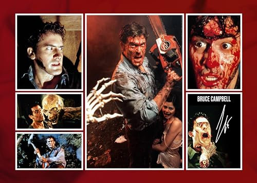 RJR Prints A Groovy Bruce Campbell Evil Dead signiertes A4 Montagefoto mit aufgedruckter Signatur, Autogramm Horrorgeschenk