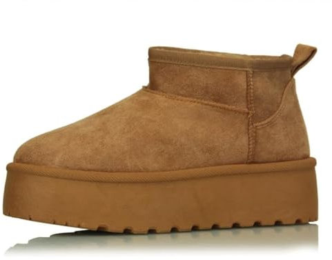 Procity Damen Stiefeletten Warm Gefüttert Plateau Boots mit der Profilsohle Brown2 40