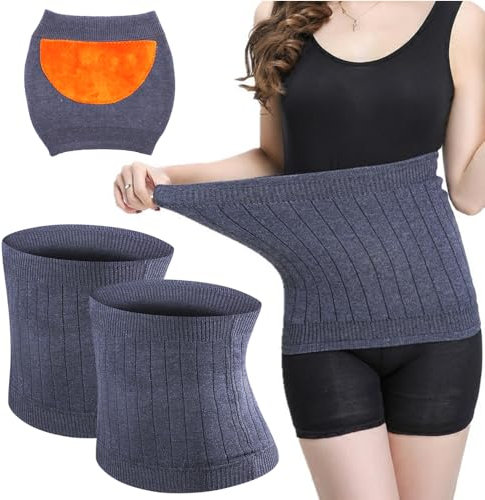 XPJBKC Damen Nierenwärmer, 2 Pcs Rückenwärmer Damen, Taille Wärmer, Elastic Taillenwärmer, Leibwärmer Nierenstulpen, Hüftwärmer, Bauchwärmer, Taillen Beschützer Gürtel für damen Herren Kinder (Grau)