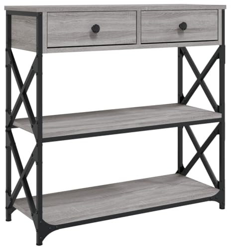 vidaXL Table Console, Table d'Entrée avec Rangement, Table de Couloir, Table d'Appoint Salon Salle de Séjour Maison Intérieur, Industriel, Sonoma Gris Bois d'Ingénierie